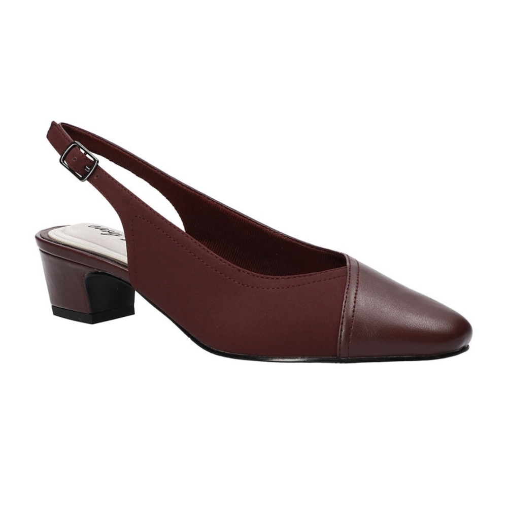 Easy Street Womens size 10 block heel burgundy sandals, cushioned sole, Like New
